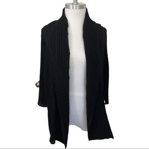 KIM ROGERS BLACK CREPE OPEN FRONT CARDIGAN SIZE PETITE MEDIUM